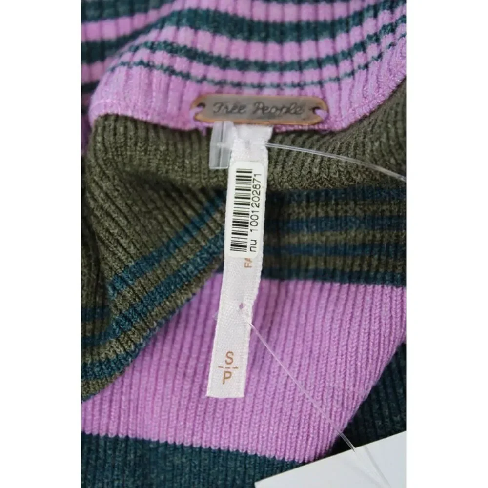 Free People Womens Striped 1/2 Zippered High-Neck Sweater Multicolor Size S